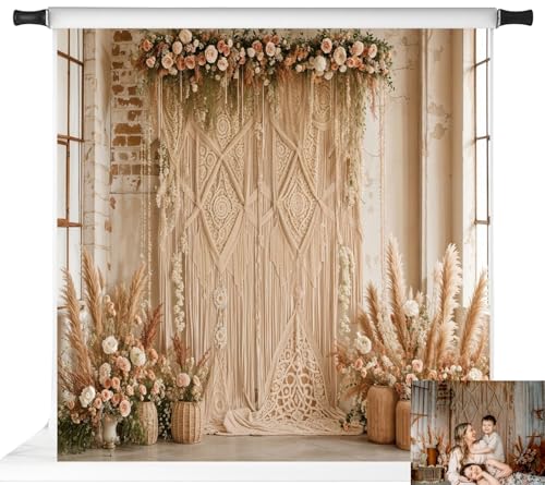 Kate 10x10ft/3x3m Boho Backdrop Floral Brick Wall Mother's Day Interior Decoration Digital Printed Cloth Background Photo Studio Props - size: 10x10ft