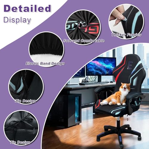 Gaming Chair Covers, 3D Printing One-piece Universal Fit Gaming Chair Seat Cover with Armrest Sloipcover(Color:Style 3) - color: Style 3