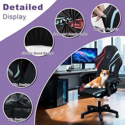 Gaming Chair Covers, 3D Printing One-piece Universal Fit Gaming Chair Seat Cover with Armrest Sloipcover(Color:Style 3) - color: Style 3