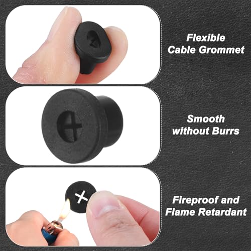 M METERXITY 6-Pack Rubber Grommets for Wiring 10mm Desk Grommet Double-Sided Flexible Cable Cord Grommet Desk Hole Cover for Cables/Wires Through Protection Cable Grommet [Black] - size: 10mm
