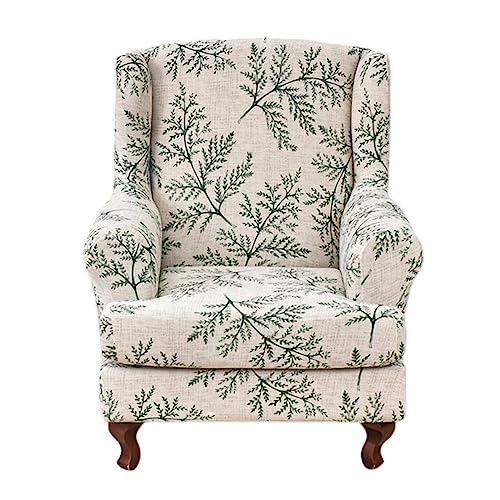 KRFOONN Stretch Wing Chair Slipcovers Printed 2 Piece Wingback Chair Covers Soft Spandex Wingback Armchair Slipcover Furniture Protector Chair Covers for Living Room Wingback Chair, T1 - color: Color T1