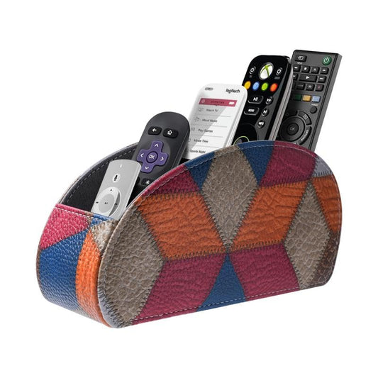 Remote Control Holder with 5 Compartments, PU Leather Remote Holder Compatible with Fire TV Remotes, Media Player Remotes, Heater Controllers, and Air Conditioner Remote Controls(Lattice Pattern) - color: Lattice Pattern
