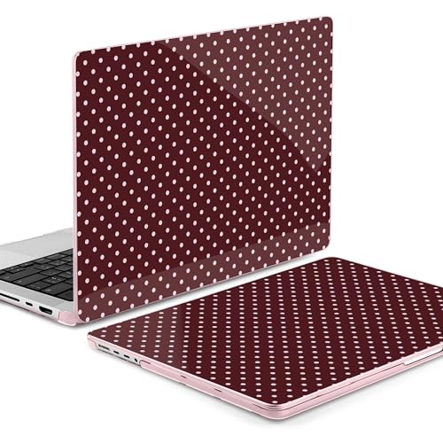 DONGKE Case for MacBook Pro 14 Inch (2026-2021 Release, M5 M4 M3 M2 M1 Pro/Max Chip), Plastic Slim Hard Shell Protective Cover with Keyboard Cover & Screen Protector, Burgundy Polka Dots - color: Burgundy Polka Dots