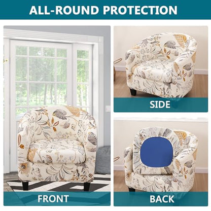 KRFOONN Club Chair Slipcover 2 Piece Stretch Printed Round Barrel Chair Covers Removable Tub Chair Slipcover with Elastic Bottom Chair Coverings Furniture Protector Cover for Living Room, B26 - color: Colorb26