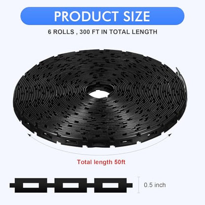 Wesiti 300 ft Plastic Chain Lock Tree Tie 1/2 Inch Wide Adjustable Tree Support Straps Plant String Swing Strap Flexible Reusable Ties for Staking for Garden Accessories - size: 300 ft