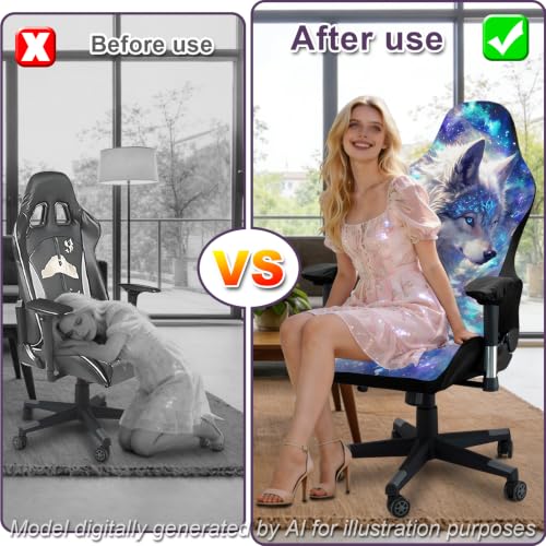 Gaming Chair Covers, 3D Printing Stretchable Soft Non-Slip Easy to Install Gamer Chair Cover with Armrest Cover(No Chair)(M) - color: M