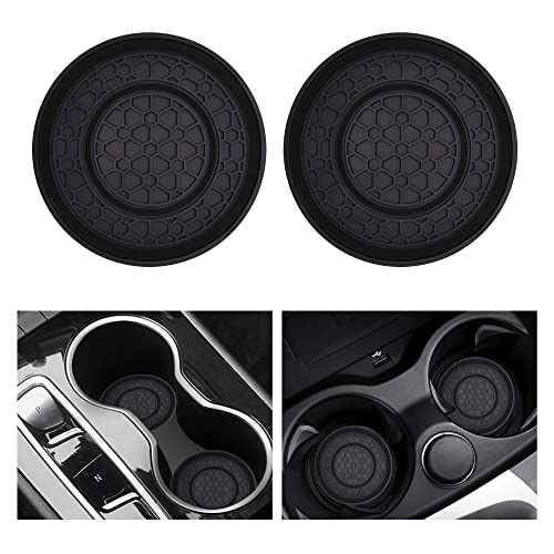 2 PCS Car Cup Holder Coaster,Car Coasters Cup Mats,2.75 Inch Universal Car Cup Coasters,Non-Slip Anti Dust Mats Cup Holder Insert Coaster, Suitable for Most Car Interior (Black) - color: Black