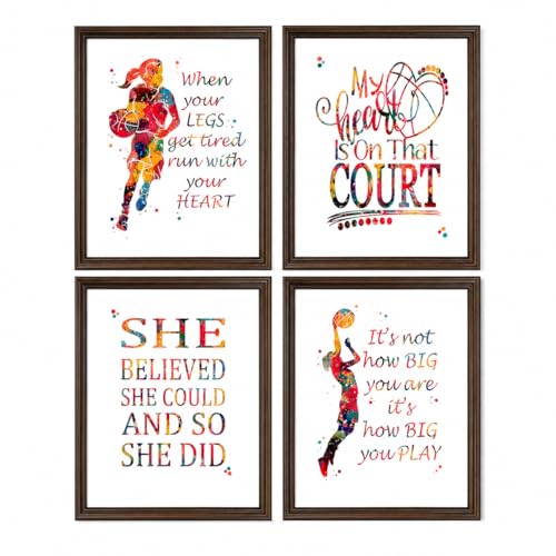 Watercolor Basketball Player Girl Athlete Illustration Art Print Set for Girl's Bedroom Motivation, Playroom Energy Boost, Locker Team Spirit, Young Hoopster Surprises, Aspiring Guard Tokens, Team Leader Honors, Coach Appreciation Gifts, Birthday Slam Dun