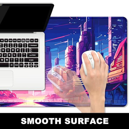 BOSOBO Large Mouse Pad, Desk Pad, XXL XL Extended Gaming Mouse Pad, Desk Mat for Office & Home, Long and HugeKeyboard Mat,Desktop Full Cover 31.5 x 11.8 Inches, Anime Tokyo Cyberpunk - color: Anime Tokyo Cyberpunk, size: XL - 31.5 x 11.8 Inches