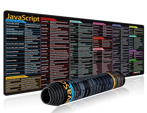 excovip Shortcut Mouse Pad for Javascript,31.4x11.7x0.07 inch Extended Large Cheat Sheet Mousepad PC Office Spreadsheet Keyboard Shortcut Mouse Mat with Non-Slip Stitched Edge 0426 - color: For Javascript
