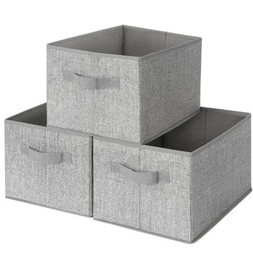 GRANNY SAYS Closet Storage Bins, Storage Baskets for Closet, Fabric Bins for Clothes, Closet Organizer Bins, Gray, Medium, 3-Pack - color: Ash Gray, size: Medium