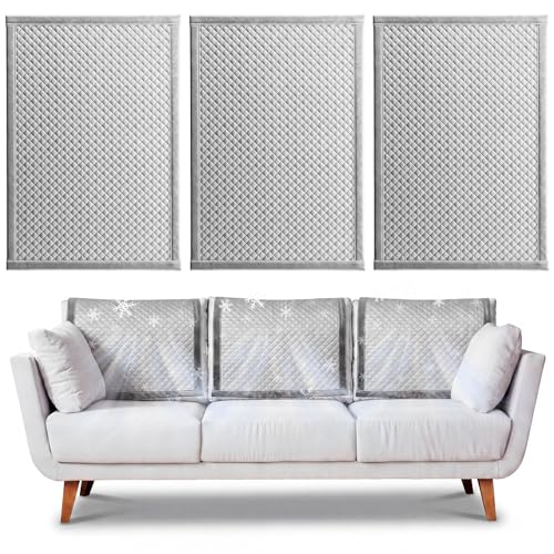 3 Pcs Cooling Recliner Headrest Protector Ice Silk Non Slip Couch Covers Cool Chair Headrest Cover for Summer Home Office Sofa Theater Seat Furniture Slipcover(Gray) - color: Grey