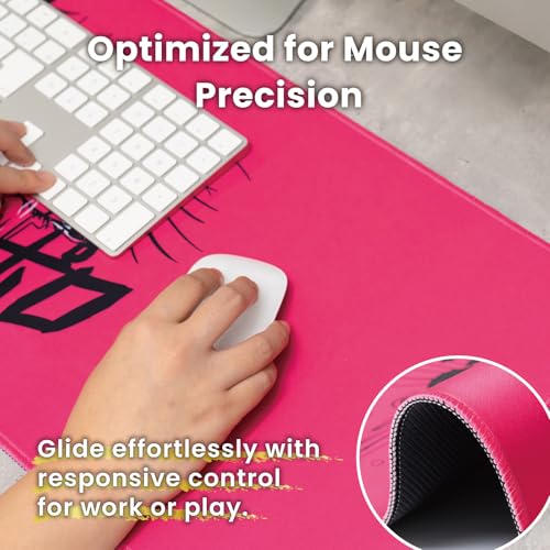 BELLEMOND Japanese Art Desk Mat | Large 31.5x11.8in Anime Mouse Pad for Keyboard & Mouse | Non-Slip Base, Water-Repellent | Original Japanese Design | Crying Girl - Tears of Pink Emotion - color: Crying Girl - Tears of Pink Emotion