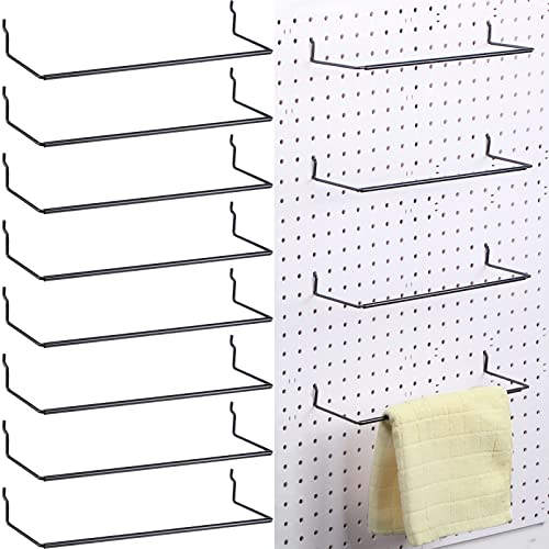 Nuanchu 8 Pcs Paper Towel Holder for Pegboard Extendable Peg Board Organizer Accessories Pegboard Towel Holder Accessories for Craft Room Laundry Room Kitchen Bathroom(Black,11x4 Inch) - color: Black