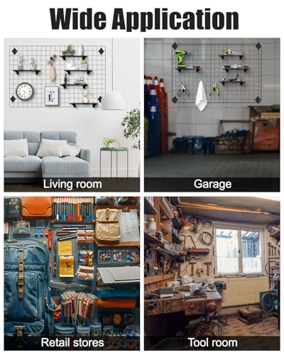 3 Pcs Gridwall Shelf with Metal Brackets, 16"x 6" Wooden Gridwall Shelves Heavy Duty Gridwall Shelving Organizer Accessories for Garage, Visualizer, Workbench and Bitchenette - style: 3PACK,16×6inch