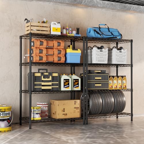 SINGAYE Shelf Closet Wire Shelving：Adjustable Metal Unit for Laundry Room Organization Bathroom Kitchen Home Garage Storage Pantry Rack Shelves - color: Black, size: 4Tier-18"Dx36"Wx59"H