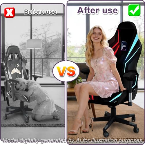 Gaming Chair Covers, 3D Printing Stretchable Soft Non-Slip Easy to Install Gamer Chair Cover with Armrest Cover(No Chair)(H) - color: H