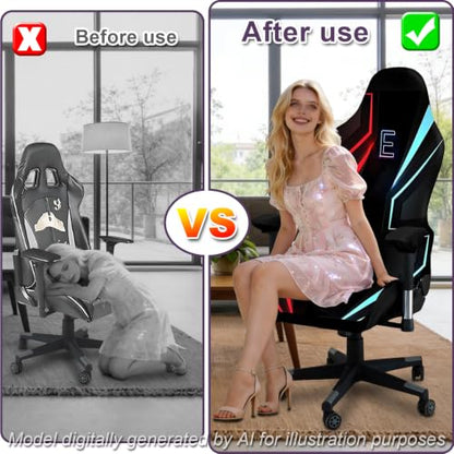 Gaming Chair Covers, 3D Printing Stretchable Soft Non-Slip Easy to Install Gamer Chair Cover with Armrest Cover(No Chair)(H) - color: H