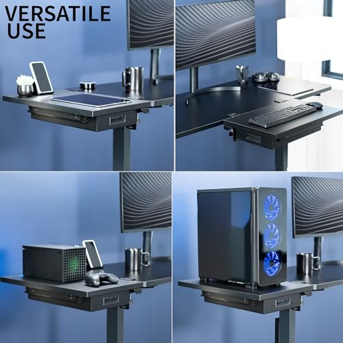 VIVO Black Clamp-on 24 x 14 in Desk Extender, DESK-EXT24D | Premium, Built-in Storage Drawer, Keyboard Tray, Side Table Extension Office Organizer - size: 24 x 14", style: Extender + Drawer