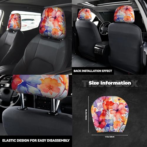2PCS Headrest Covers for Cars Pink Flowers Print Detachable Head Rest Cover for Women - color: Beautiful Flowers Pink