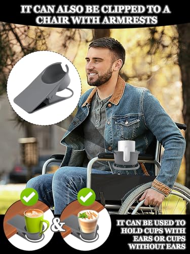Kalolary 2PCS New Drinking Cup Holder Clip with Groove Table Bottle Cup Stand DIY Glass Cup Clamp Storage Saucer Clip Water Coffee Mug Holder Saucer Clip for Home Desk, Grey - color: 2PCS Grey