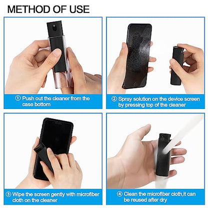 walrfid Screen Cleaner Touchscreen Mist Spray, walrfid Cleaning Kit for Electronic Smart Phone TV, Laptop, Tablet, PC, Computer LCD Flat Screens, Compatible with iPhone iPad MacBook Pro - Black - color: Safety Black