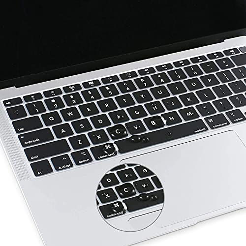 MOSISO Keyboard Cover Compatible with MacBook Air 13 inch 2022 2021 2020 Release A2337 M1 A2179 Retina Display with Touch ID Backlit Magic Keyboard, Waterproof Protective Silicone Skin, Black - color: Black