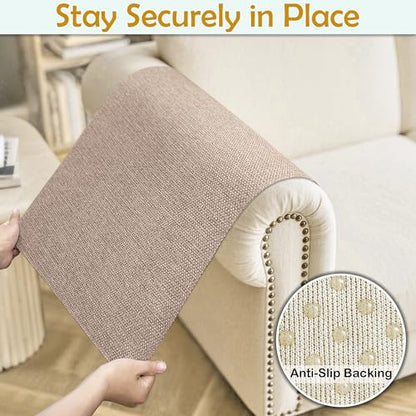 Couch Arm Covers, Waterproof Armrest Cover for Sofa, Loveseat, Armchair, Non-Slip Recliner Arm Cover, Sofa Arm Covers, Headrest Cover, Arm Chair Covers Set of 2 (Khaki, 24"×20") - color: Khaki, size: 24" x 20" - 2 pcs
