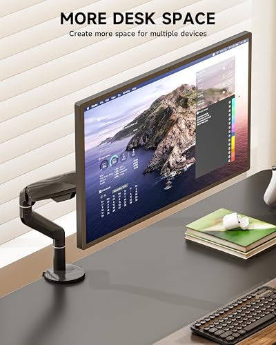 BIZUM Heavy Aluminum Monitor Stand 17 to 43 Inch Monitor Arm, Adjustable-Monitor Mount up to 33lbs with Clamp and Grommet Base, VESA 75x75/100x100mm Black - color: Black