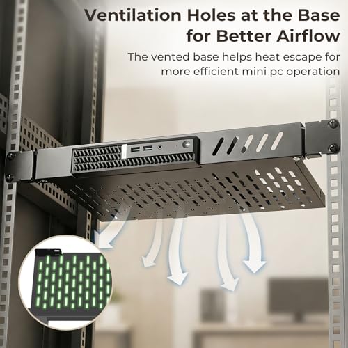 Mini Rack Mount for Dell OptiPlex Micro PC Rack Mount for Dell OptiPlex MFF 7050 5070 7020 3000 3060 9020 1U Hinged Server Rack Shelf for Dell Mini PC for 19” Server Rack or Cabinet with Cable Ties