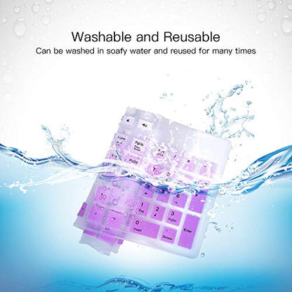 Keyboard Cover for KB216 Wired & Dell KM636 Wireless Keyboard/Dell Optiplex 5250 3050 3240 5460 7450 7050/ Dell Inspiron AIO 3475/3670/3477 All-in one Desktop Keyboard Skin, Ombre Pinkish Purple - color: Ombre Pinkish Purple