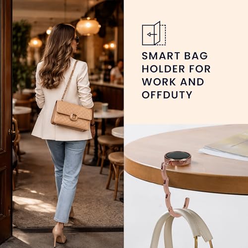 kwmobile Purse Hook for Table - Set of 2 Purse Holder - Folding Handbag Hanger - Portable Bag Holder - Bag Hooks for Desk - Table Hook Black Matte/Rose Gold - color: black matte / rose gold