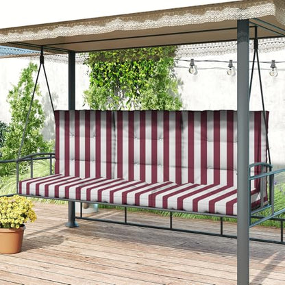 Outdoor Chair Cushions Set of 2, 42x21x4 Inch Patio Cushion for Dining/Rocking Chairs, High Back Soft Seat Pad, Indoor Outside Use, Fade-Resistant & Waterproof, Burgundy White Stripes - color: Burgundy White Stripes