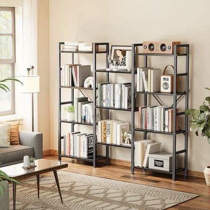 SUPERJARE Triple Bookshelf, Bookcase with 11 Open Display Shelves, Wide Book Shelf Book Case for Home & Office, 4 Tier, Black - color: Black, size: 4 Tier