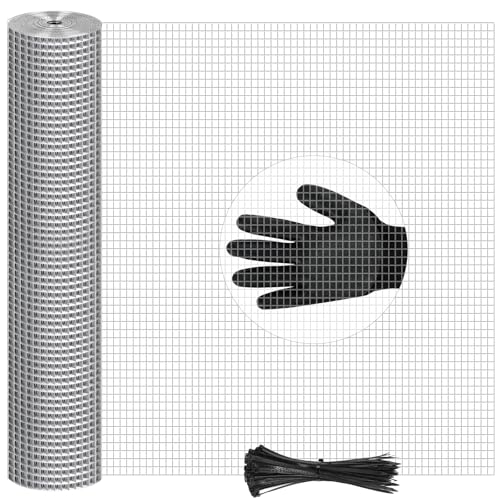 TNELTUEB 48in x 100ft Hardware Cloth Hot-Dip Galvanized Welded Wire Mesh - Heavy Duty 3/4inch 23 Gauge Chicken Wire Fencing for Garden, Chicken Coop, Rabbit Cage, Rodent & Predator Protection - size: 48in x 100ft