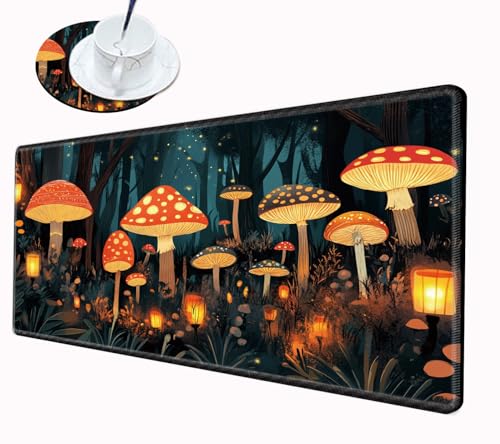 Mushroom Mouse Pad Gaming Desk Mat 24x12 Mousepad XL Desk Pad Long Computer Mat Large Mouse Pads for Wireless Mouse Office Work Women - color: Mushroom, size: 24''X12''