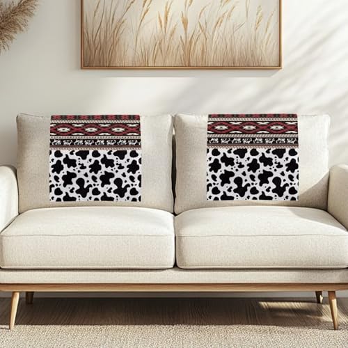 Aztec Tribe Geometric Cow Print Recliner Headrest Protectors, Anti-Wear Sofa Headrest Protective Cover for Furniture Slipcovers Headrest Cover for Sofa Furniture Chair Theater Seat - color: Aztec Tribe Geometric Cow