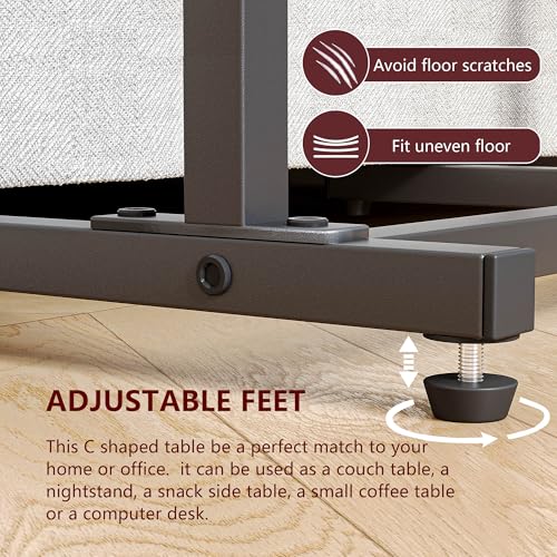 C Shaped End Table, Side Table for Sofa, Small TV Tray, Couch Table with Storage Bag for Small Space, Living Room, Bedroom, Home Office LET501R (Rustic Brown)