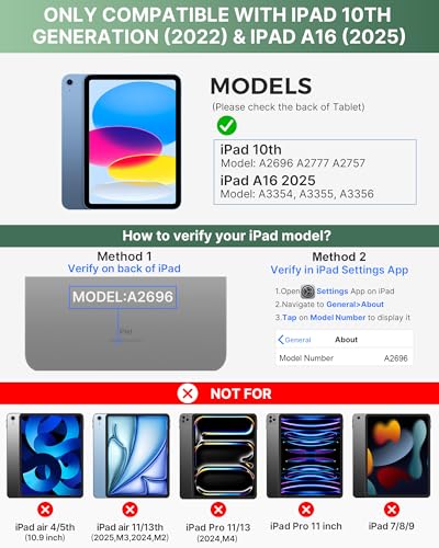 typecase Folio Keyboard Case for iPad 10th Gen 10.9 inch (2022) and iPad 11th (A16, 2025), Magnetic Wireless Detachable Keyboard, 7-Color Backlight, Thin & Light, Pencil Holder – Midnight Green - color: ‎‎‎‎‎‎‎‎‎ Midnight Green