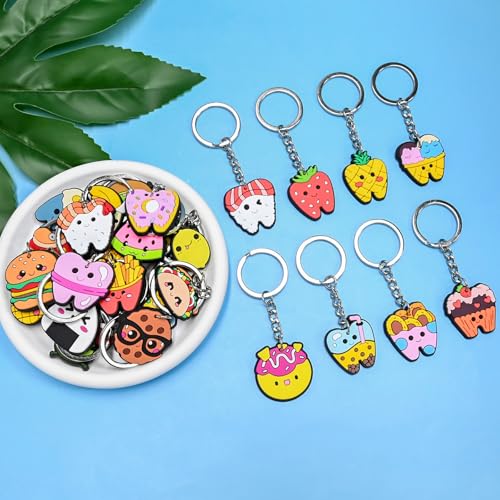 Keychains Bulk,Funny Key Chain for Prizes Incentives Holiday Gifts Birthday Party Favors - color: 30pcs Food Keychains