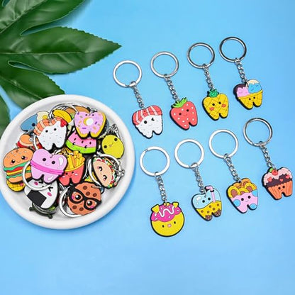 Keychains Bulk,Funny Key Chain for Prizes Incentives Holiday Gifts Birthday Party Favors - color: 30pcs Food Keychains