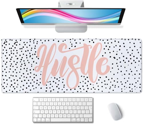 Hustle Gaming Mouse Pad, Extended Large Mouse Mat Desk Pad, Big Computer Keyboard Desk Pad, Stitched Edges Mousepad, 3mm Thick Long Non-Slip Rubber Base Mice Pad, 31.5 X 11.8 Inch - color: Hustle