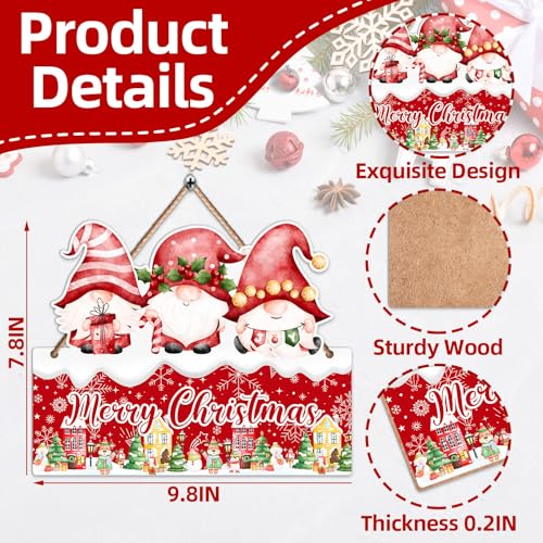 Hatzelou 1PCS Merry Christmas Sign for Wall, Cute Snowman Wooden Sign for Front, Merry Chrismas Welcome Sign, Perfect for Winter Farmhouse Garden Porch Decoration, Christmas Party Decor Supplies - size: 1pcs-red-christmas
