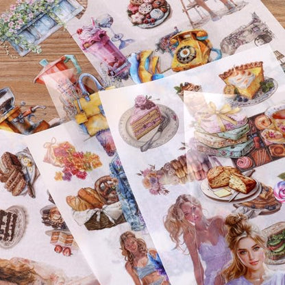 Scrapbooking Stickers 20 Sheets Pre-Cut 200 washi Stickers PET People Sticker Books for journaling Scrapbook Supplies Transparent Journal Sticker - color: Pink