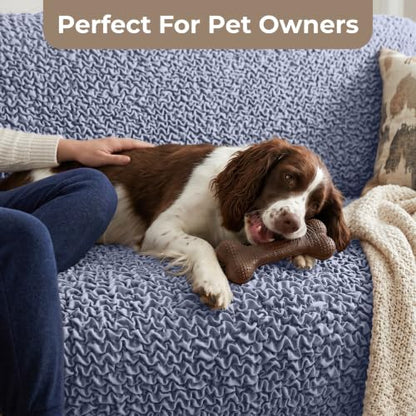 Premium Stretch Couch Covers for Sofa - Sofa Chair Cover Washable, Dogs & Pets Friendly - Elastic Polyester Loveseat Slipcovers - Non-Slip Love Seat Couch Covers - Blue (64"-85" Wide) - color: Blue, size: 64"-85" Wide