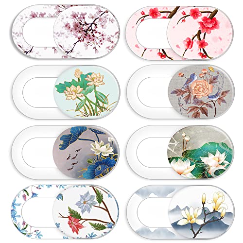 Laptop Camera Cover Slide Cute Flower 8 Pack, Webcam Cover Phone Camera Cover, FadyRaye Ultra-Thin Computer Camera Slide Fits Cellphone, Laptop, Desktop PC, Tablet