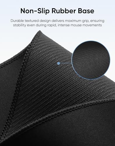 Reniteco Large Gaming Mouse Pad with Durable Stitched Edges, Non-Slip Rubber Base, Black Mousepad Mouse Mat Desk Pad for Home Office Gaming, 35.4''x15.7''x0.12'', Black - color: Black, size: 35.4''x15.7''x0.12"