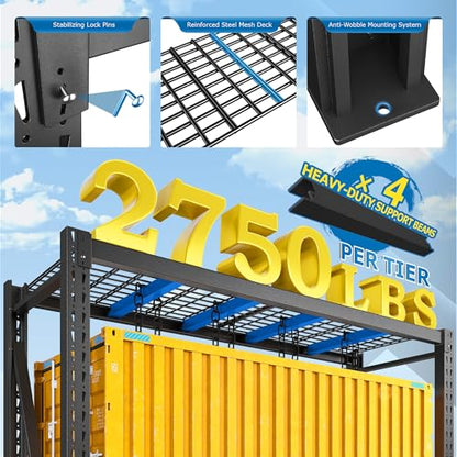Bepatio 8250LBS Heavy Duty Garage Shelving,Storage Shelves Industrial Metal Shelving, 3-Tier Adjustable Shelves for Factory Warehouse Shop Storage Room 24" D × 60" W × 66" H, Black - size: 60"W x 24"D x 66"H, 3-Tier