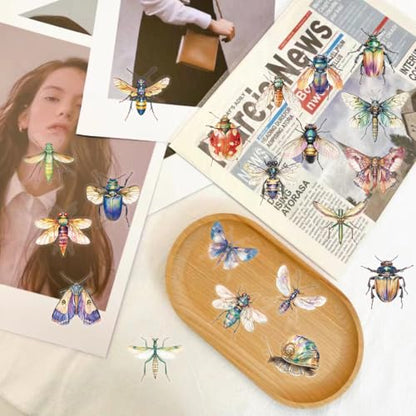 Realistic Bug Stickers, Transparent PET Insect Decals,100Pcs Waterproof Butterfly Dragonfly Bee Beetle Stickers for Scrapbooking Journals Card Making DIY Crafts Adults - style: Insect