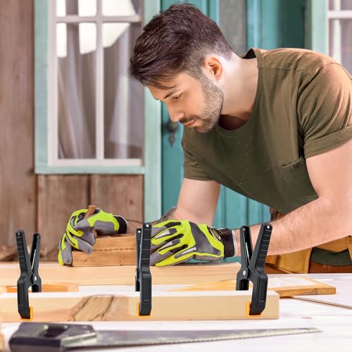 20 Pack Spring Clamps for Crafts & DIY - 3.5 Inch Plastic Woodworking Clamps, Small Balloon Arch Clips, Heavy Duty Tarp & Backdrop Holder Clips - color: Orange-20pcs